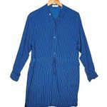 Equipment  Femme Lizza Striped Drawstring Shirt Dress Size 4 blue Long Sleeve Photo 0