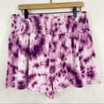 BCBGeneration NEW Purple Tie Dye Shorts Large Smocked Waist Flounce High Waist Photo 3