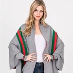 SALE! Unbranded Gray Striped Cape Sweater O/S EUC Photo 0