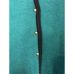 Karen Scott VTG Women Medium Button Down Green Cardigan Black Trim Office Formal Photo 2