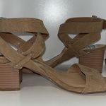Penny Loves Kenny Strappy Wrap Ankle Open Toe Heels Tan Microfiber Women’s 8 Photo 7