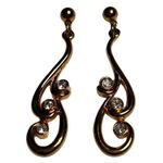 Vintage Gold Plated Rhinestone Women’s Dangle Earrings For Pierced Ears Photo 3