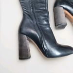 Chloé Chloe Tall Boots Black Leather Wooden Stacked Heel Size 36 Photo 2