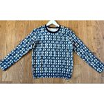 Tory Burch Tia blue printed merino wool crewneck sweater Photo 3