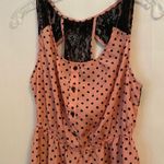 Mini Dress Pink Black Polka Dot Lace Detail Summer Flowy Party Vacation Cute Photo 1