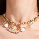 Japanese Kawaii Statement Gold Chain Layered Choker Jewel Necklace Photo 1