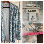 LL Bean Supima Cotton Floral Cardigan Sweater Women's Size M Light Blue Gray Size M Photo 12