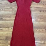 Caroline Constas Red Dress Knit Midi bodycon Crochet Collar size M Size M Photo 6