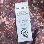 Athleta Printed Capri Leggings Side Zip Pockets Purple Pink Size L Photo 4