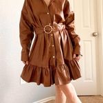 ZARA Blogger Fav Brown Leather Belted Dress Photo 2