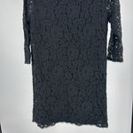 Everly  Black Lace sheath Mini Dress sheer 3/4 sleeves M LBD event party HOCO Photo 3