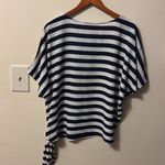 Michael Kors  Blue and White Boxy Tie Front T-Shirt Photo 2