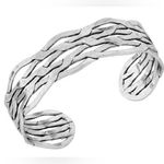 Lucky Brand Silver Tone Modern Metallics Twisted Open Cuff Bracelet Photo 0