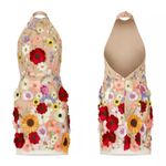 Milly  Hariet 3D Floral Embroidered Halter Mini Dress Size 10 NWT Photo 11
