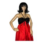 Vintage Victoria Royal Hong Kong Beaded Halter Gown Red Black Tassel Dress Small Photo 14