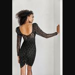 For Love & Lemons  x Free People Joanna Black & Gold Lace Mini Dress S NWT Photo 5
