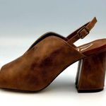 sbicca Real Leather Sling Back Chunky Heel Peep Toe Windor Brown size 7 Photo 7