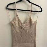 LaLavon Rosette Crochet Midi Dress Large Tan Photo 3