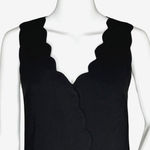 Foxiedox Dress Womens XS Black Lina Scalloped Collar Sheath Neutral Minimalist Photo 4