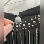 ZARA Black Rhinestone Beaded Fringe Front Split Sleeve Mini Dress Women’s Size S Photo 3