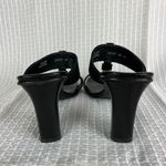 Paul Green Sandals 6.5 Block Heel Black Leather Open Toe Slip On Shoes Handmade Photo 2