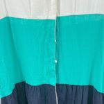 Halston Heritage Blue green White Midi Dress high low S new linen rayon vacation Photo 6