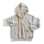 Roxy White Rainbow Hoodie Stripes Medium Hooded Sweatshirt Pullover Athleisure Photo 2