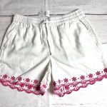 J.Crew Womens Linen Blend White Shorts with Embroidered Detail Hem Sz XXS Photo 6