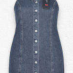 Levi's  Black Full Button Down Pinafore Overall Mini Tuli Denim Dress Size XS Photo 0