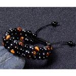 Unisex Triple Tier Bracelet with Yellow Tiger Eye & Hematite Black Photo 2