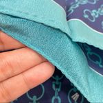 100% Silk 34”x35” Chain Design Scarf Blue Photo 8