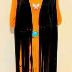 Long Black Fringe Faux Suede Boho Western Vest Size M Photo 0