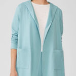Eileen Fisher  Cozy Brushed Terry Hooded Jacket Size L Sea foam Coastal Lagenlook Photo 0