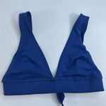 Everlane Medium The Triangle Bikini Top Deep V-Neck Tie Back Blue Swimsuit Photo 5