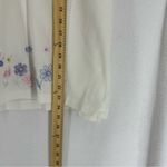 Earth Angels  Vintage Short Sleeve Button Embroidered Floral Blouse Large White Photo 3