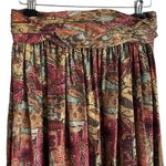 Vintage Pat Argenti Women Silk Skirt 12 Floral Pleated Artsy Midi Grandma Modest Orange Photo 8