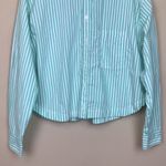American Eagle Women’s Boxy Striped Green White Long Sleeve Button-Up Shirt Photo 2
