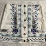 Francesca's Francesca’s White and Blue Embroidered Skirt Photo 0