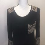 Yoki Yuki black plaid stretchy long sleeve top Photo 1