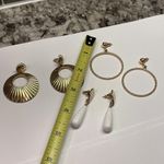 Monet Lot Of 3 Signed  Costume Earrings Pierced - Gold Tone Dangle Photo 2
