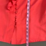 Vintage Ataga Ruffle Blouse Size Medium Coral Pink Button Front Long Sleeve Photo 5