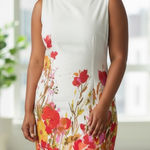 Chadwick's  white Red and Orange Floral Dress fully lined size 10 Photo 0