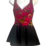 Longitude Vintage 90s Skirted Geometric Abstract One Piece With Skirt Swimwear S Photo 0