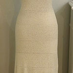 Rachel Zoe  Crochet Bodycon Maxi‎ Dress Metallic Tan Size Large Photo 0