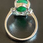 S925 silver green jade stone ring size 7.5 Photo 3