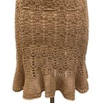 Crochet Knit Short Sleeve Boho Mini Dress / Beach Cover Up Tan Photo 7