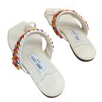 Jimmy Choo  Women's White Amoure Flat Embellished Beaded Raffia Sandals size 38.5 Photo 2