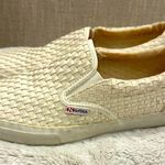Superga  Cream Leather Woven Slip Ons Size 8 Photo 1