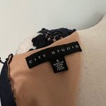 City Studios City Studio Juniors Navy Blue Tan Eyelet Party Dress Photo 9