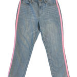Women's 8P Modern Ankle Jean With Pink Side Stripe Light Wash Denim Blue Photo 0